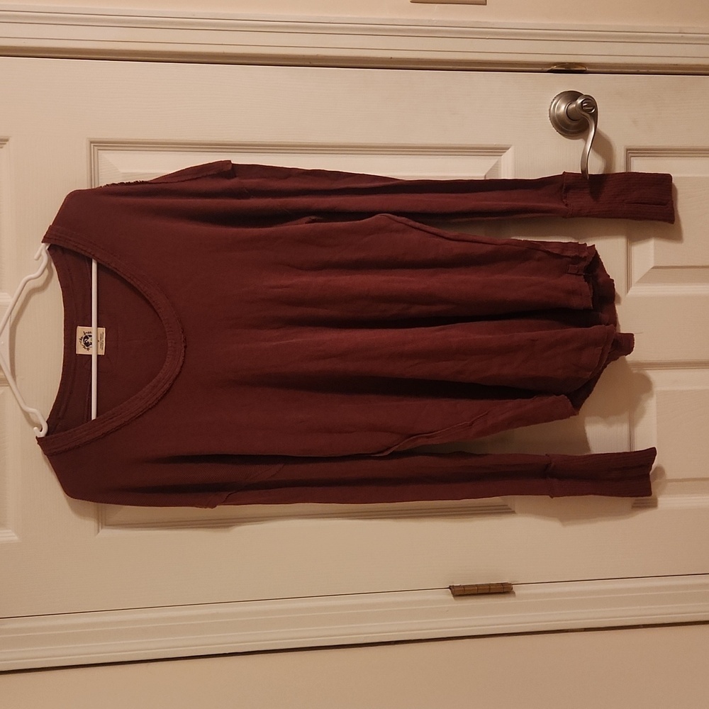 Free People We The Free Oversized Tunic Top Boho Burgundy Women’s Sz Med EUC